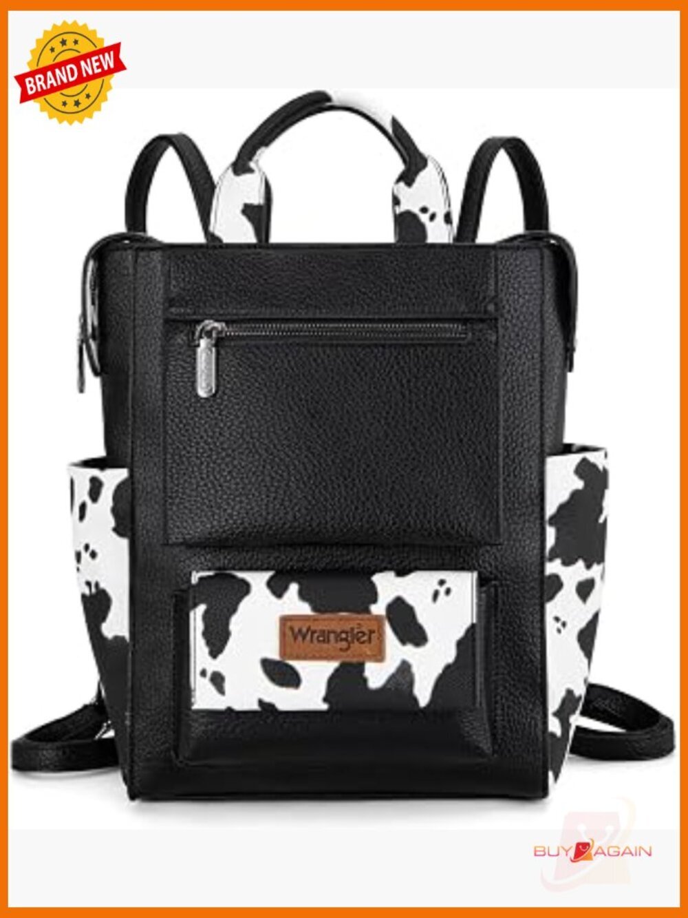Cow Print Leather Convertible Backpack Purse Anti Theft Crossbody